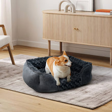 Dark Grey Pet Sleeping Bed – Cozy Faux Plush & Suede-Like Fabric with Removable Cushion for Cats & Dogs