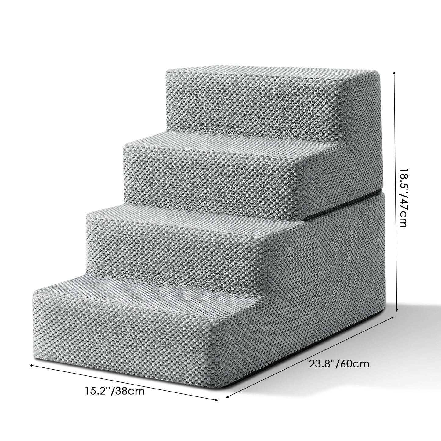 3/4/5-Step Non-Slip Dog Stairs with Washable Corduroy Cover – Grey