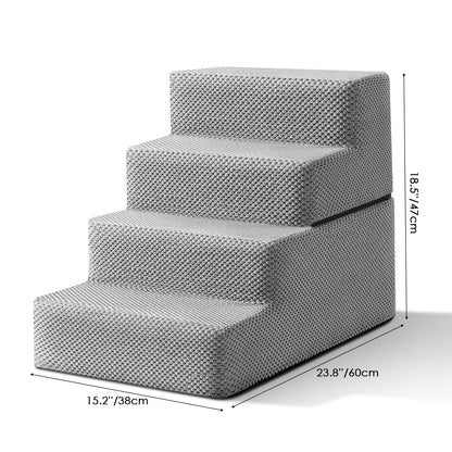 3/4/5-Step Non-Slip Dog Stairs with Washable Corduroy Cover – Grey