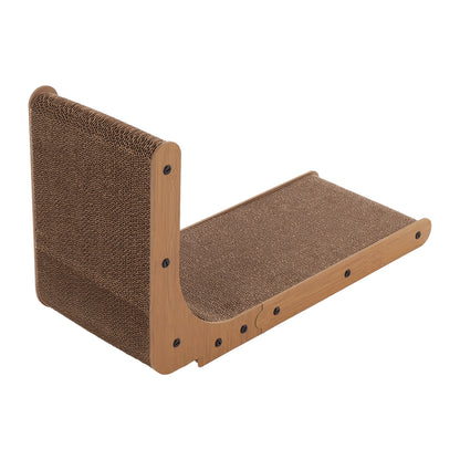 L-Shaped Corrugated Cat Scratching Pad with Interactive Ball Toy