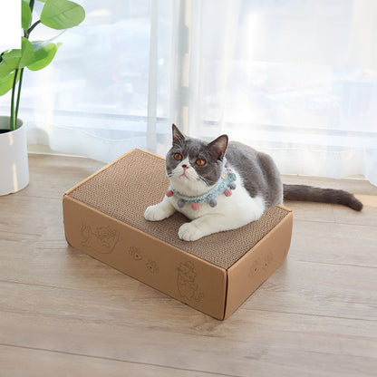 5 PCS Reversible Cat Scratching Boards with Box – Durable Cardboard Scratcher & Bed for Cats