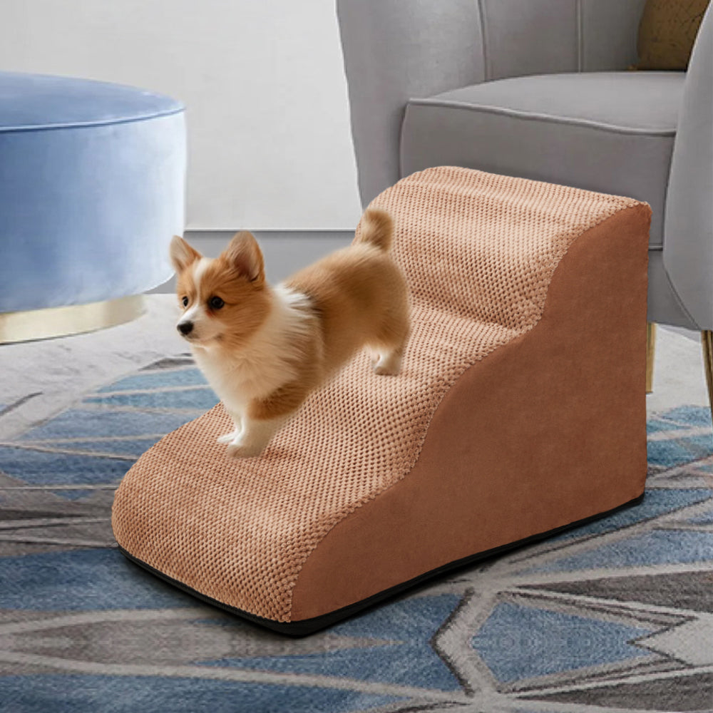 Non-Slip Pet Stairs with Removable Cover – Comfortable & Safe for Small Dogs