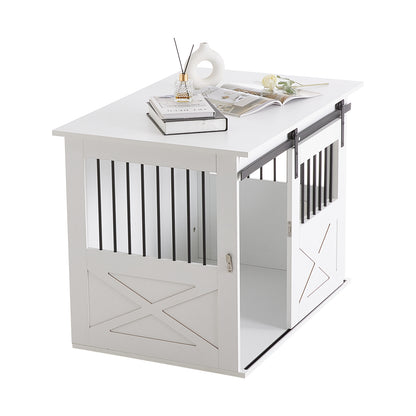 Wooden Dog Crate with Lockable Barn Door – Stylish & Secure Home for Dogs