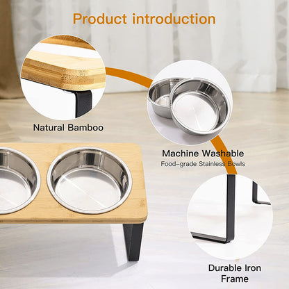 Elevated Dual-Bowl Pet Feeder – Stylish & Comfortable Feeding Stand for Cats and Dogs