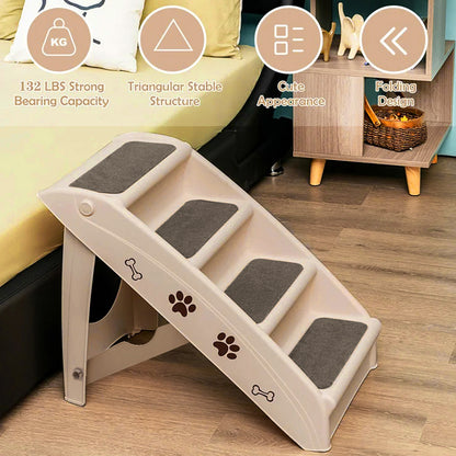 4-Step Foldable Pet Stairs - Durable Indoor Climbing Ladder for Cats & Dogs