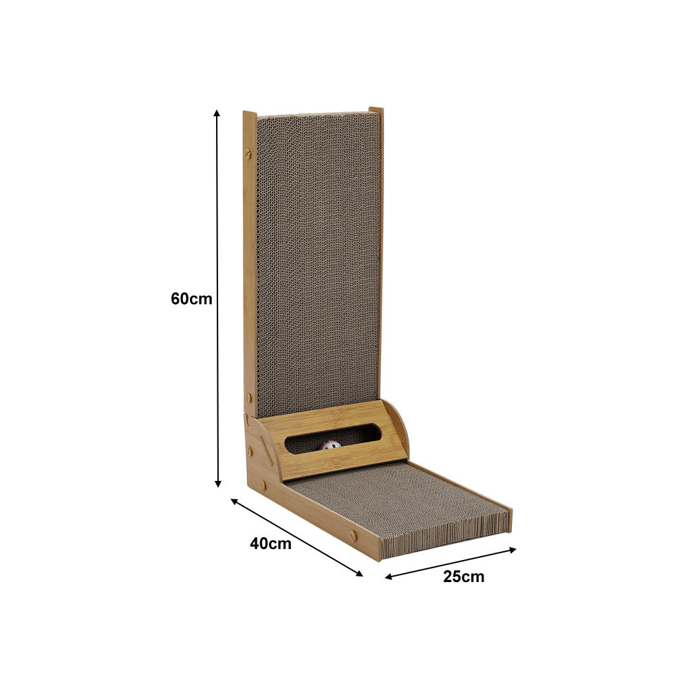 L-Shaped Cat Scratcher with Interactive Toys