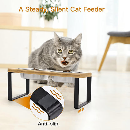 Elevated Dual-Bowl Pet Feeder – Stylish & Comfortable Feeding Stand for Cats and Dogs