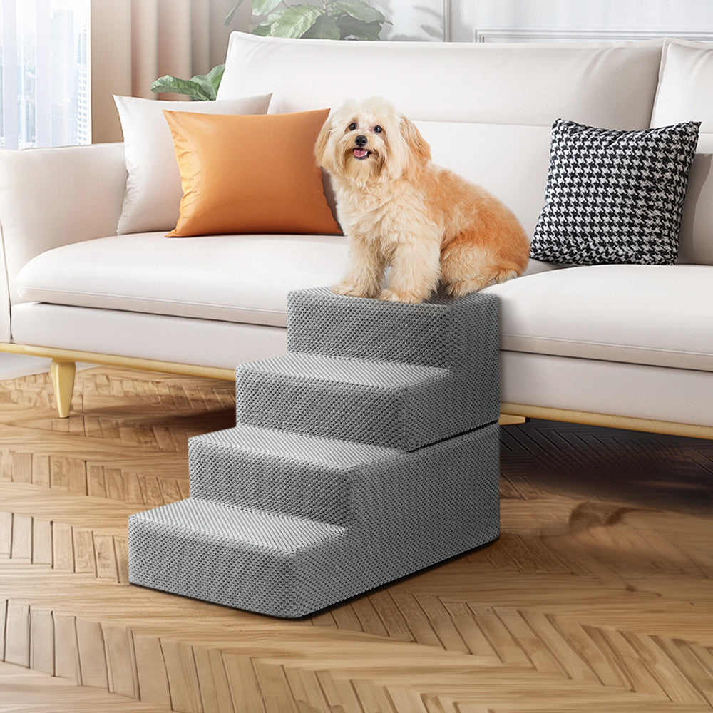 3/4/5-Step Non-Slip Dog Stairs with Washable Corduroy Cover – Grey