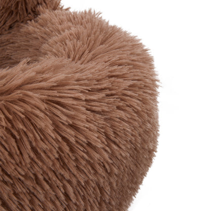 Soft Plush Round Pet Bed with Thickened Filling and Non-Slip Base