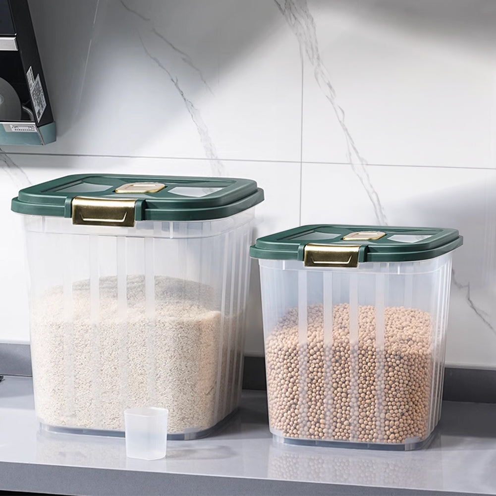 Large Capacity Dry Food Storage Container – 5kg Sealed Box with Measuring Cup