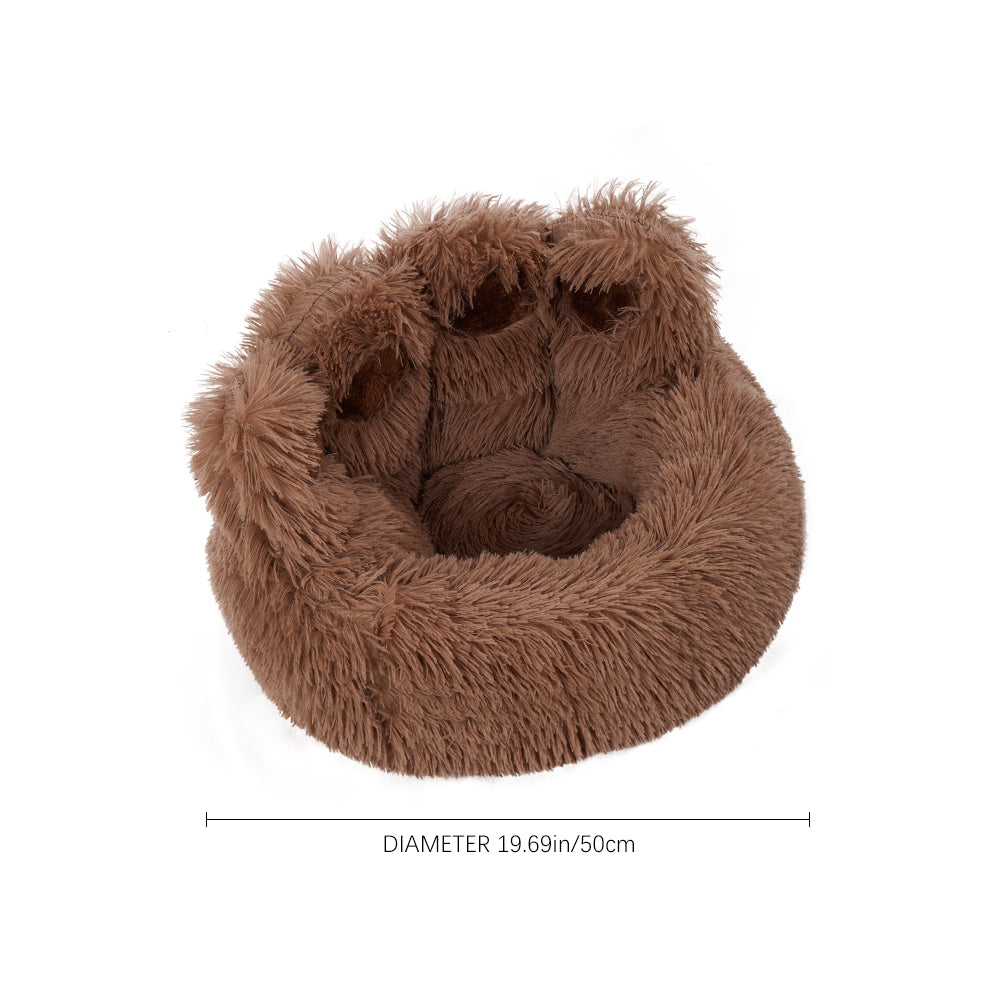 Soft Plush Round Pet Bed with Thickened Filling and Non-Slip Base