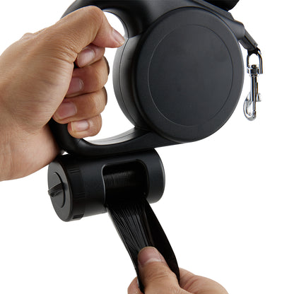 5m Retractable Dog Leash with LED Flashlight & Waste Bag Dispenser
