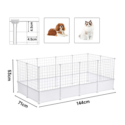 White Pet Playpen – Modular Indoor/Outdoor Playpen for Small Pets – Easy Assembly with Protective Floor Pads