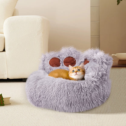 Soft Plush Round Pet Bed – Medium Size 50cm, Anti-Slip Base