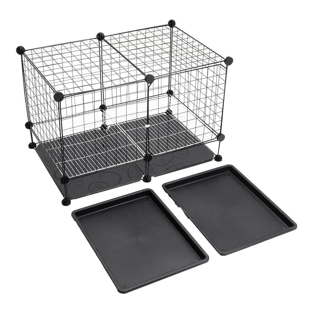 Foldable Black Dog Crate with Dual Removable Trays – Ideal for Small Breeds