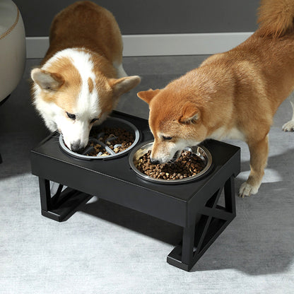 Height Adjustable Elevated Pet Feeder wiHeight Adjustable Elevated Pet Feeder with Stainless Steel Bowls – 2 Bowls, Removable Designth Two Bowls and Stand, WM0213