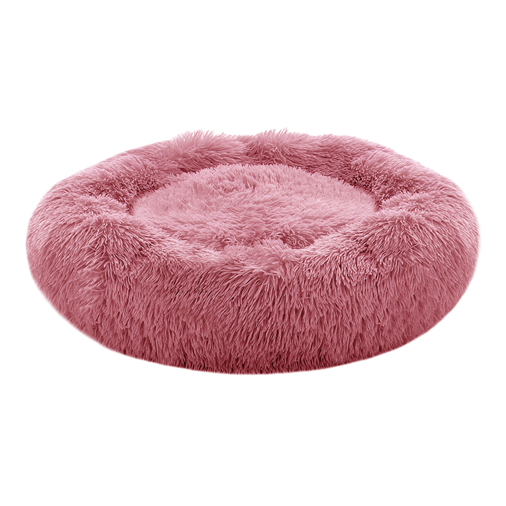 Calming Round Donut Plush Dog Cuddler Bed - Soft & Secure for Restful Sleep