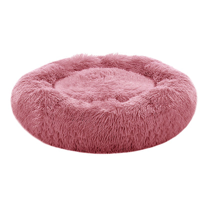 Calming Round Donut Plush Dog Cuddler Bed - Soft & Secure for Restful Sleep