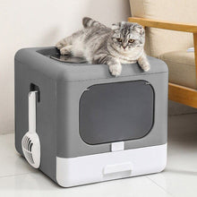 Fully Enclosed Cat Litter Box – Double Door, Easy Clean Design in Grey