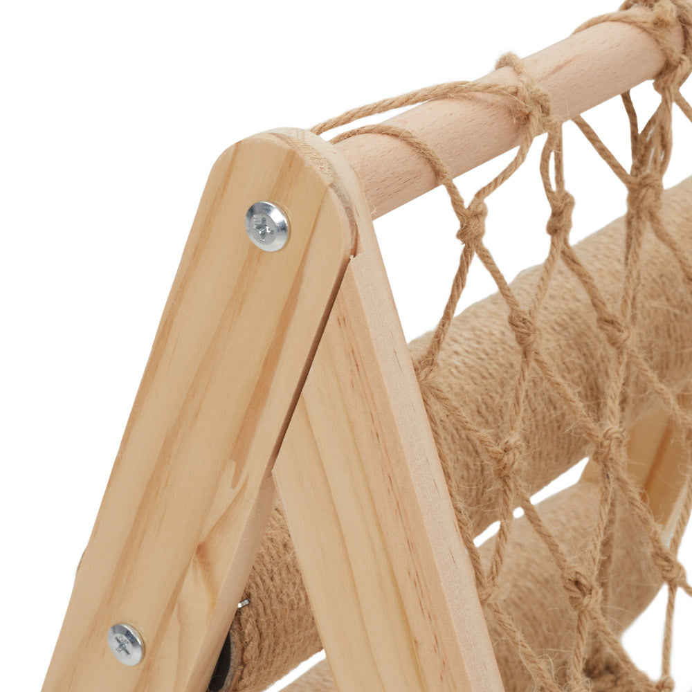 Wooden Cat Climbing Tower with Hammock & Scratching Post – Fun and Stylish Cat Tree for Scratching & Play