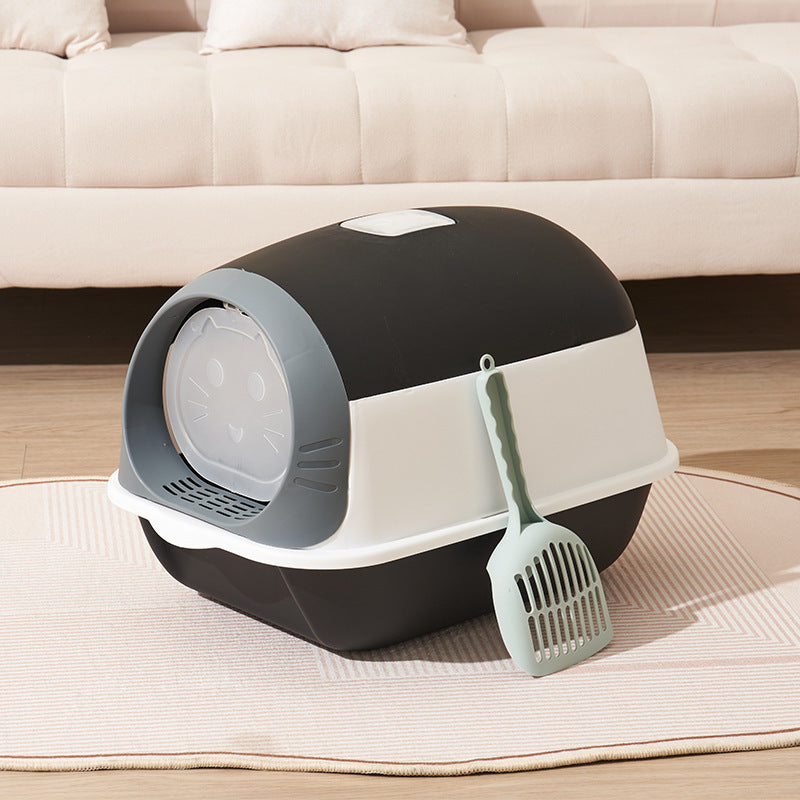 Detachable Hooded Cat Litter Box with Flip Top, Odour Control & Scoop – Compact & Easy Clean Design