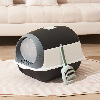 Detachable Hooded Cat Litter Box with Flip Top, Odour Control & Scoop – Compact & Easy Clean Design