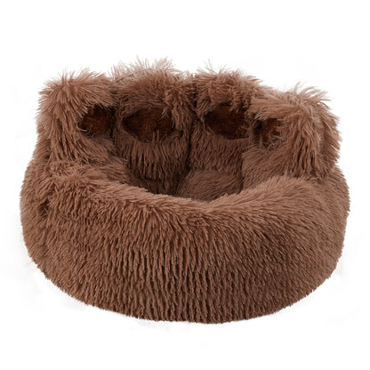 Soft Plush Round Pet Bed with Thickened Filling and Non-Slip Base