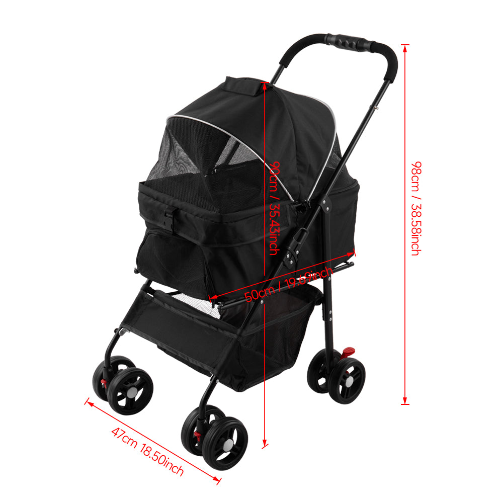 Detachable Pet Stroller with Rain Cover – Convertible Carrier for Cats and Dogs