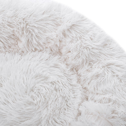 Plush Donut-Shaped Calming Dog Cuddler Bed with Raised Rim
