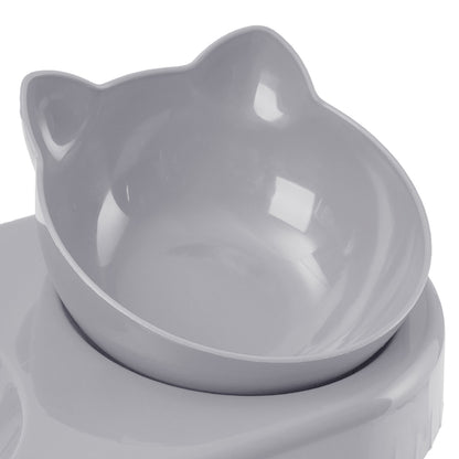 3-in-1 Pet Feeder with Automatic Water Refill – Tilted Double Bowls for Cats & Dogs – Non-Tip Design with Paw Print Detail