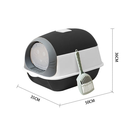 Detachable Hooded Cat Litter Box with Flip Top, Odour Control & Scoop – Compact & Easy Clean Design