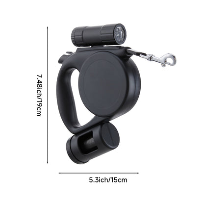 5m Retractable Dog Leash with LED Flashlight & Waste Bag Dispenser