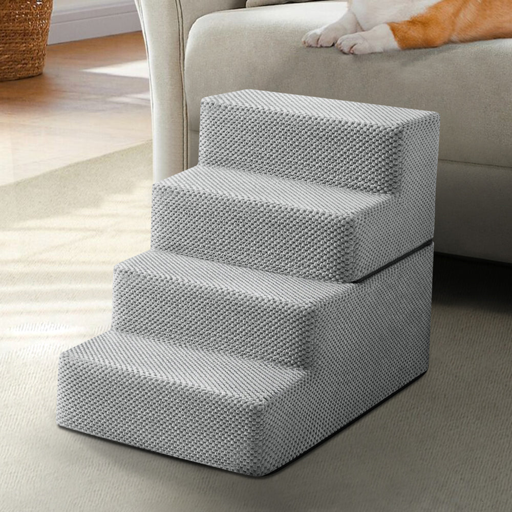 3/4/5-Step Non-Slip Dog Stairs with Washable Corduroy Cover – Grey