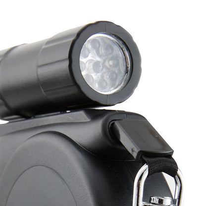 5m Retractable Dog Leash with LED Flashlight & Waste Bag Dispenser