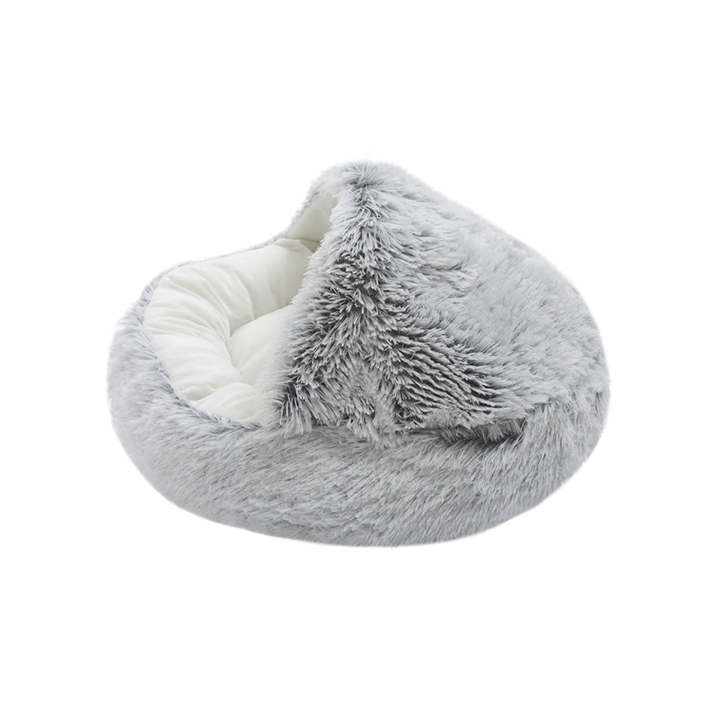 Soft Plush Semi-Enclosed Pet Bed – Cozy Retreat for Cats and Small Dogs