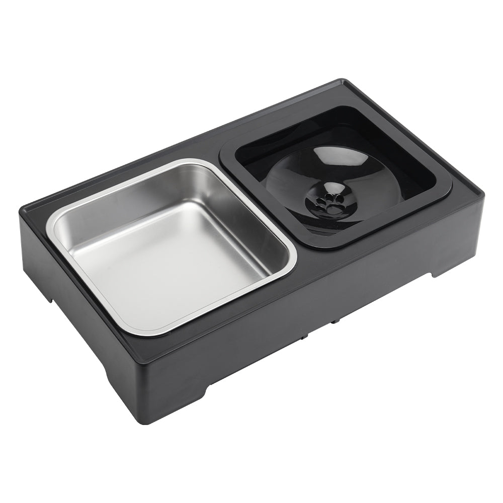 Height Adjustable Pet Feeder Stand – 2 Bowls (1.6L Food, 1L Water), Foldable, Spill-Resistant Design