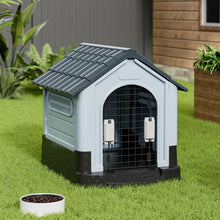 Weatherproof Plastic Dog House with Skylight and Secure Door
