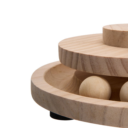 Interactive Spring Cat Toy with Treat Dispenser and Rolling Wooden Ball Track