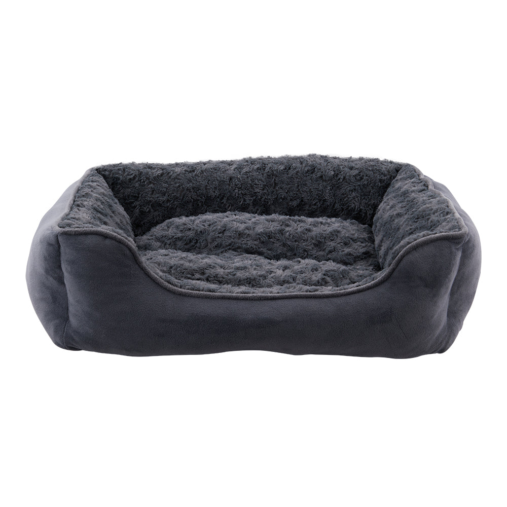 Dark Grey Pet Sleeping Bed – Soft Faux Plush & Suede-Like Fabric with Removable Cushion – Cozy & Comfortable for Cats & Dogs