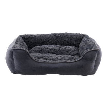 Dark Grey Pet Sleeping Bed – Soft Faux Plush & Suede-Like Fabric with Removable Cushion – Cozy & Comfortable for Cats & Dogs