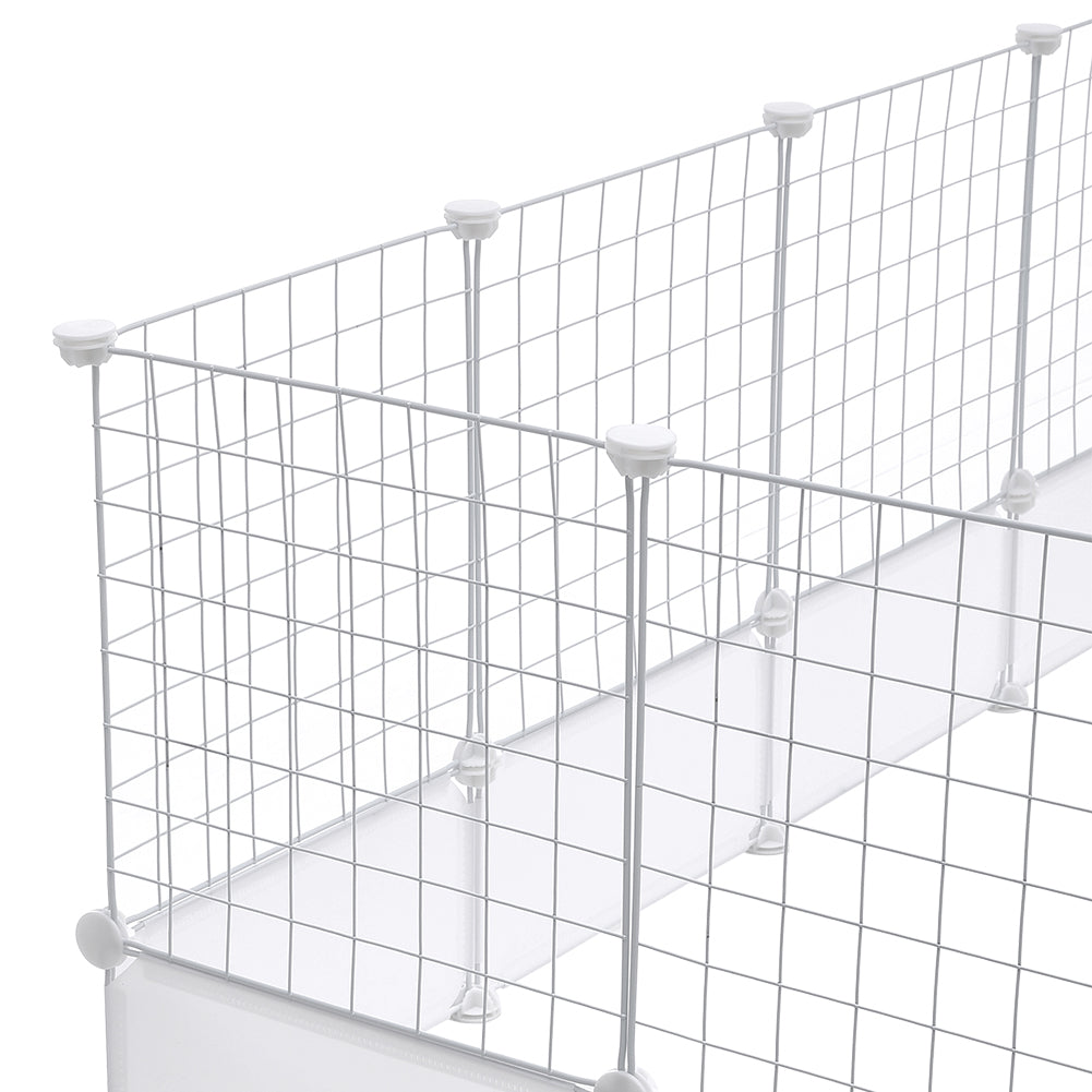 White Pet Playpen – Modular Indoor/Outdoor Playpen for Small Pets – Easy Assembly with Protective Floor Pads