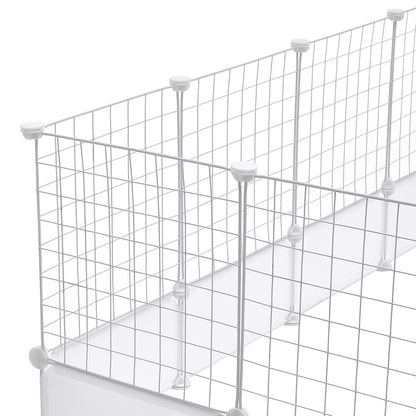 White Pet Playpen – Modular Indoor/Outdoor Playpen for Small Pets – Easy Assembly with Protective Floor Pads