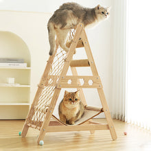 Wooden Cat Climbing Tower with Hammock & Scratching Post – Fun and Stylish Cat Tree for Scratching & Play