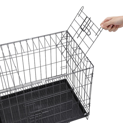 Foldable Wire Pet Crate with Dual Doors and Removable Tray – Secure & Easy-Clean Kennel for Small Pets