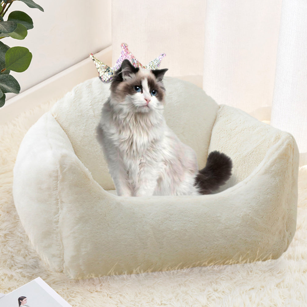 Soft Plush Crown Pet Bed – Cozy, Cushioned Throne for Cats and Small Dogs