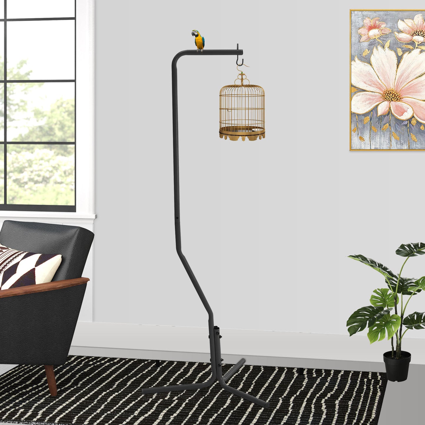 Metal Bird Cage Hanging Stand – Tripod Base for Home & Garden