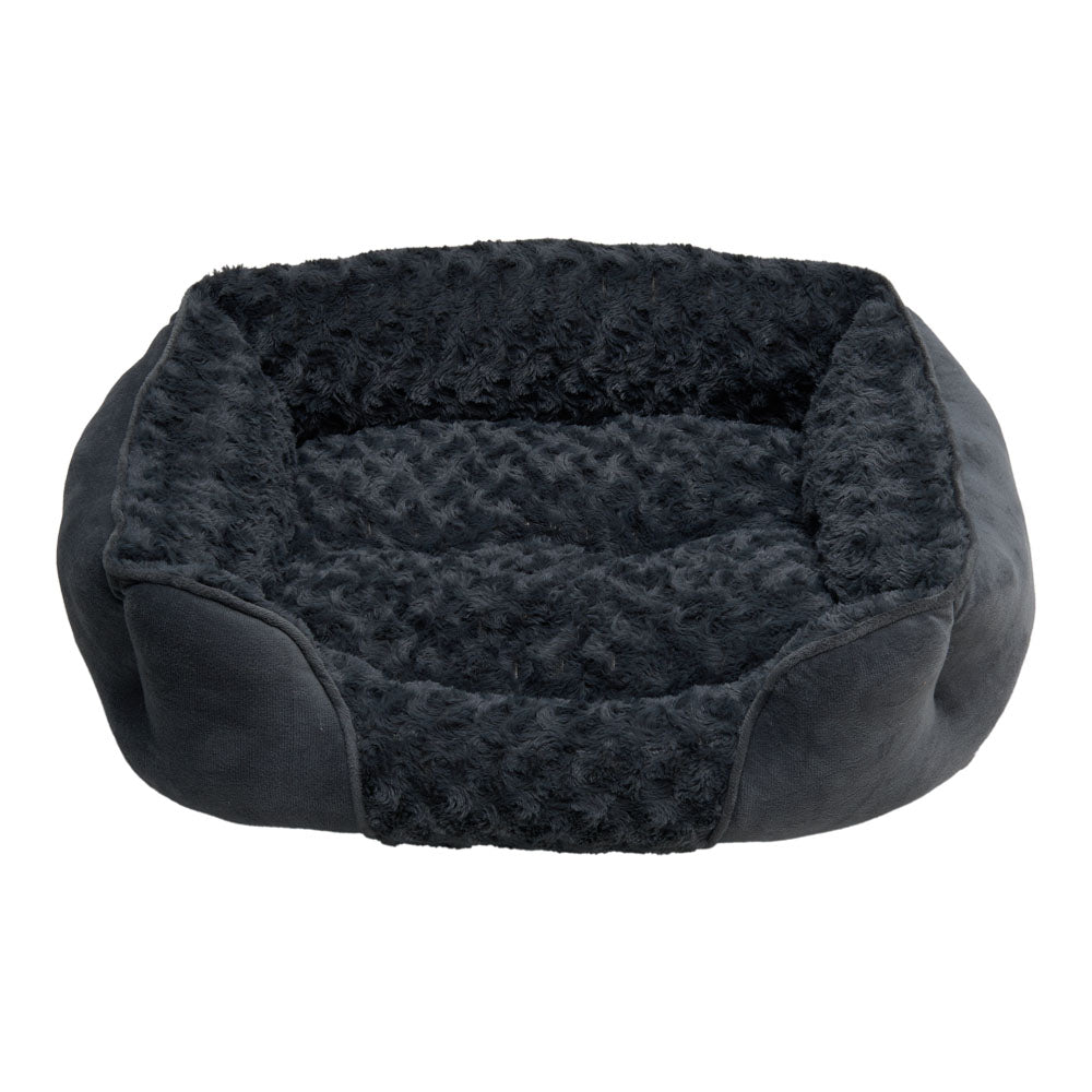 Dark Grey Pet Sleeping Bed – Cozy Faux Plush & Suede-Like Fabric with Removable Cushion for Cats & Dogs