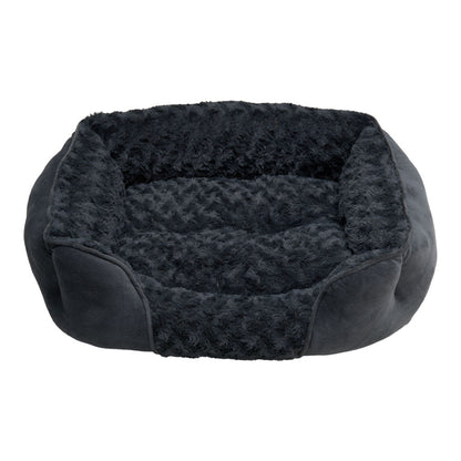Dark Grey Pet Sleeping Bed – Cozy Faux Plush & Suede-Like Fabric with Removable Cushion for Cats & Dogs