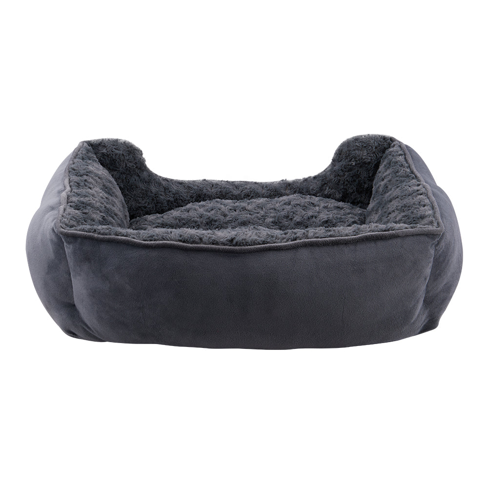 Dark Grey Pet Sleeping Bed – Soft Faux Plush & Suede-Like Fabric with Removable Cushion – Cozy & Comfortable for Cats & Dogs