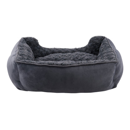 Dark Grey Pet Sleeping Bed – Soft Faux Plush & Suede-Like Fabric with Removable Cushion – Cozy & Comfortable for Cats & Dogs
